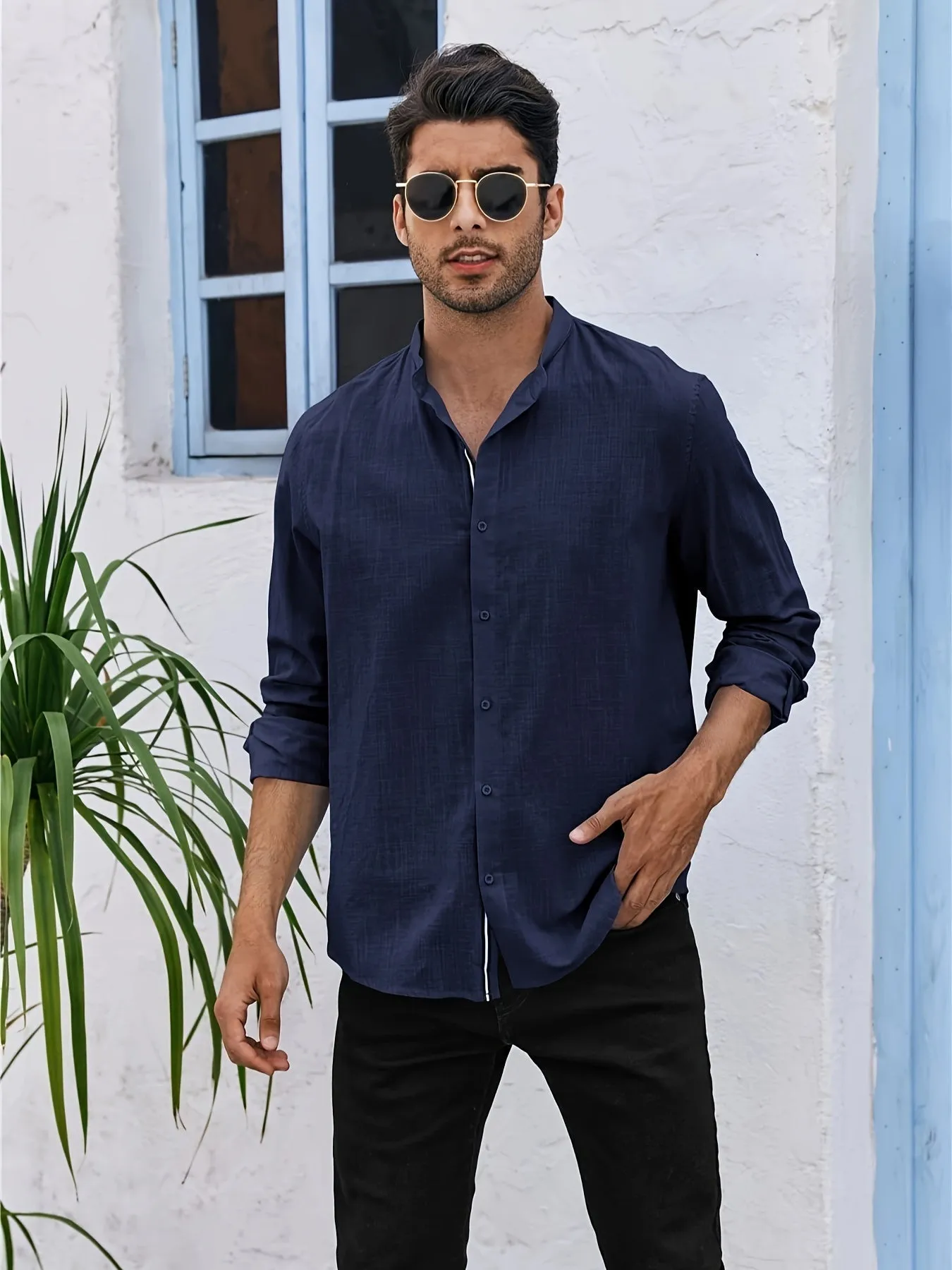ADARIS | Solid Casual Long-Sleeve Shirt