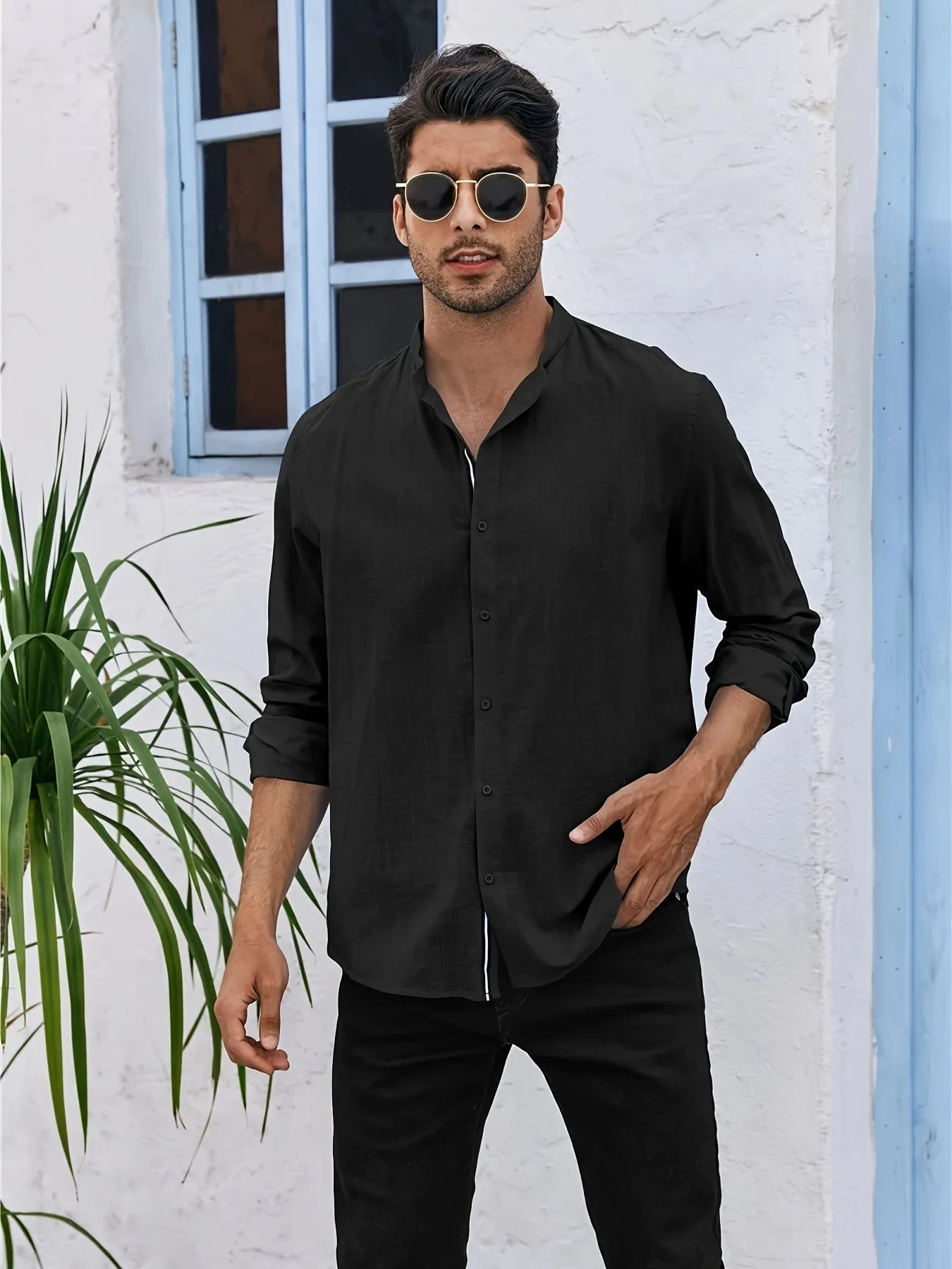 ADARIS | Solid Casual Long-Sleeve Shirt