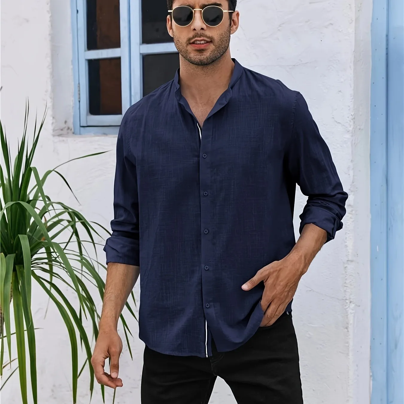 ADARIS | Solid Casual Long-Sleeve Shirt