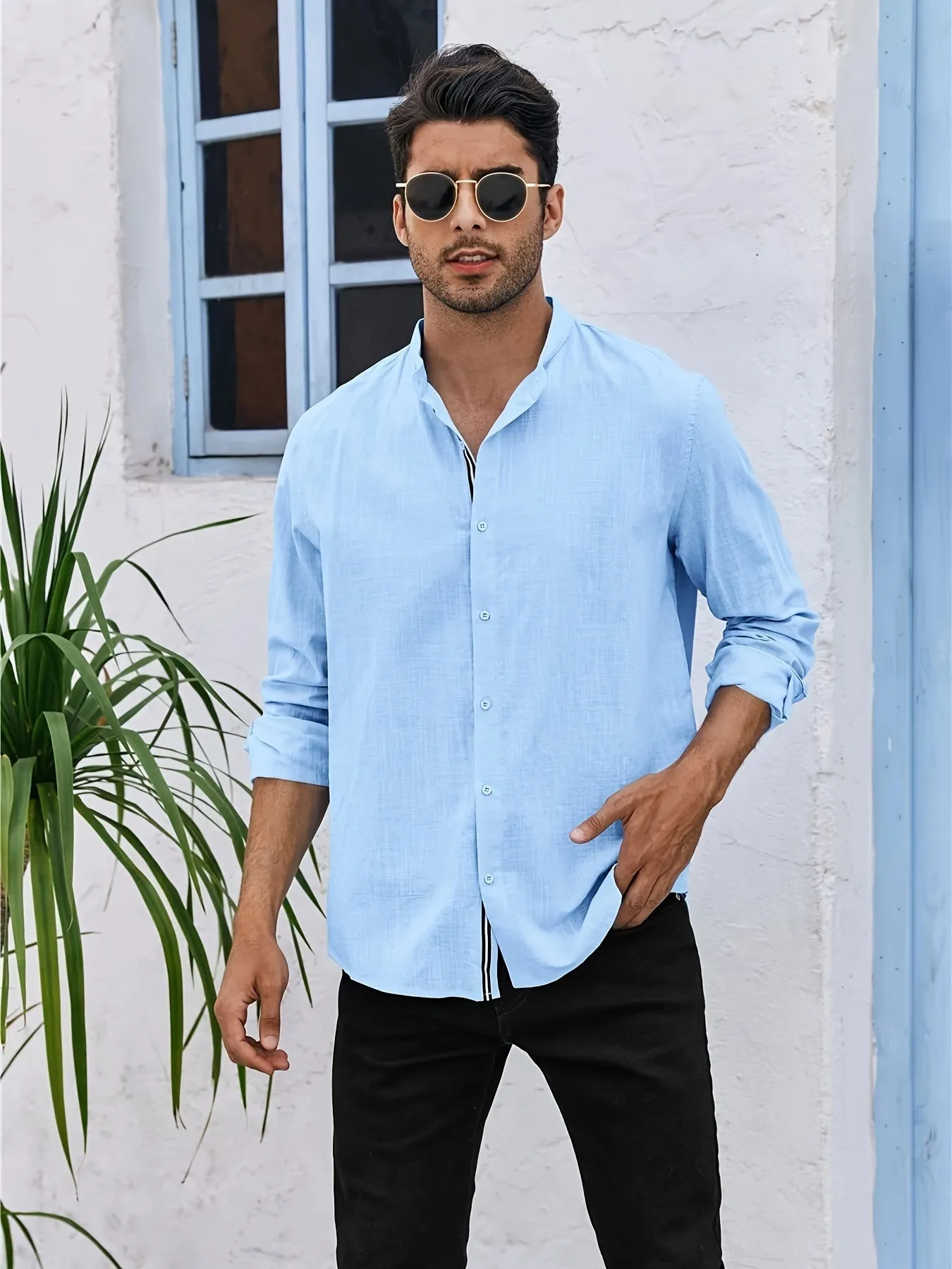 ADARIS | Solid Casual Long-Sleeve Shirt