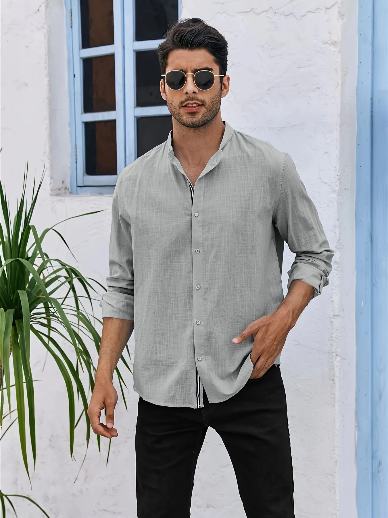 ADARIS | Solid Casual Long-Sleeve Shirt