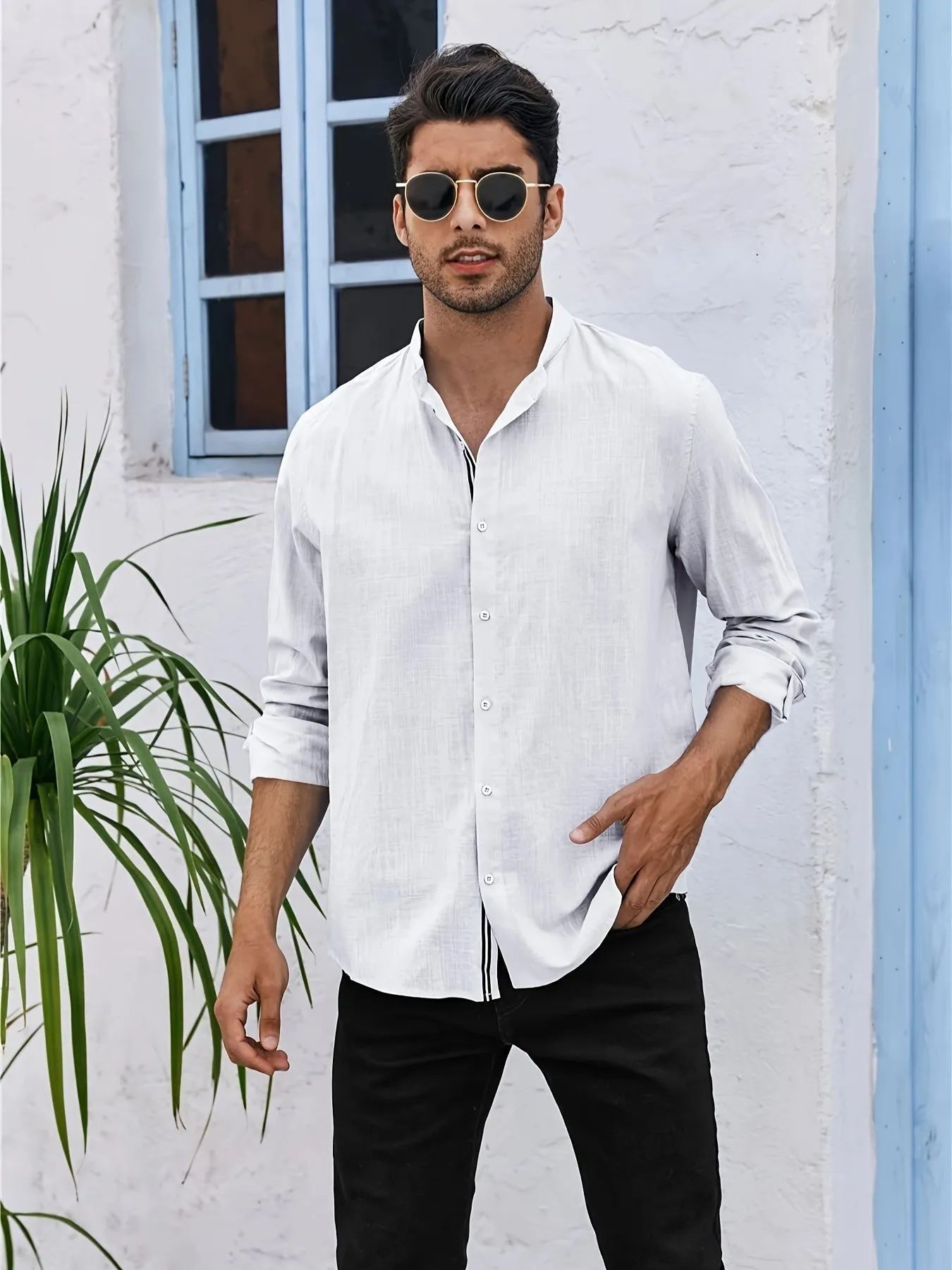ADARIS | Solid Casual Long-Sleeve Shirt