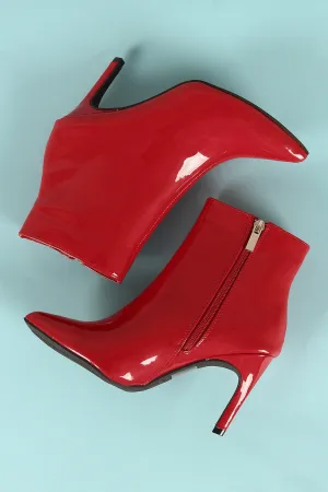 Bamboo Patent Pointy Toe Kitten Heeled Booties