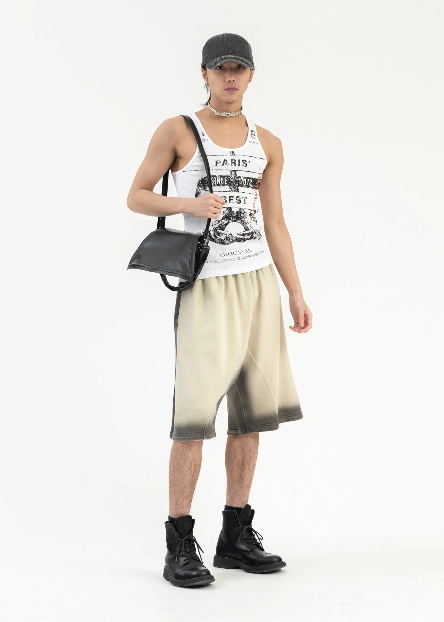 BEIGE SPRAY SOUFFLE SWEAT SHORTS