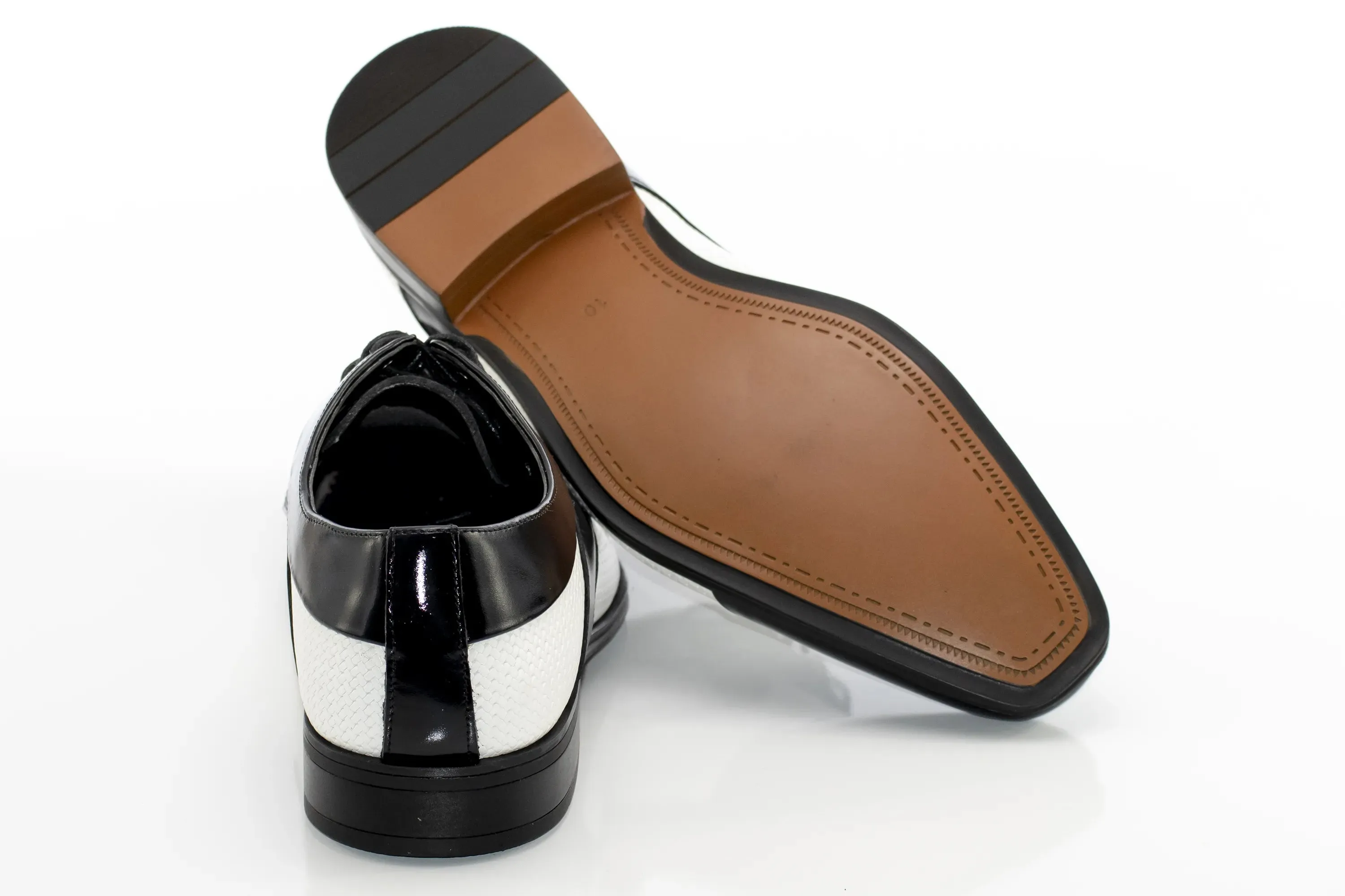 Black & White Cap-Toe Dress Lace-Ups