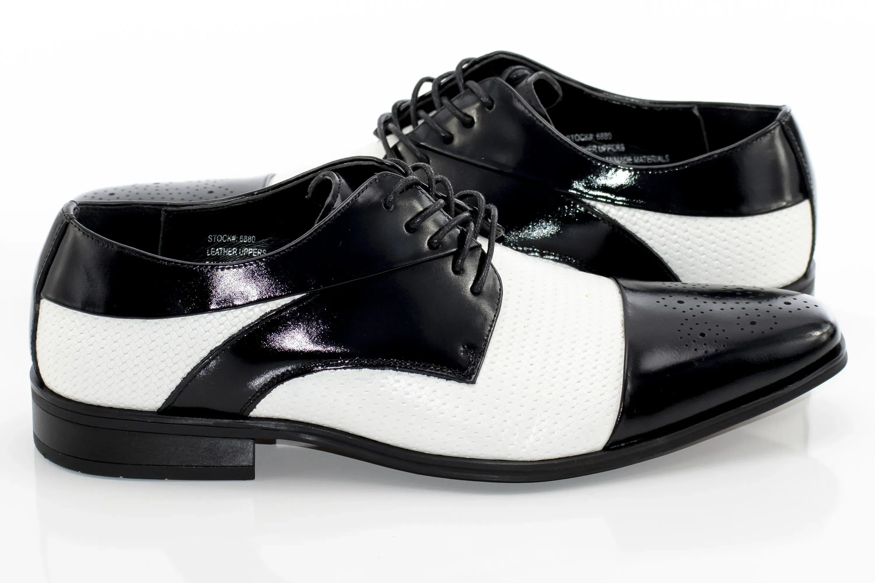 Black & White Cap-Toe Dress Lace-Ups