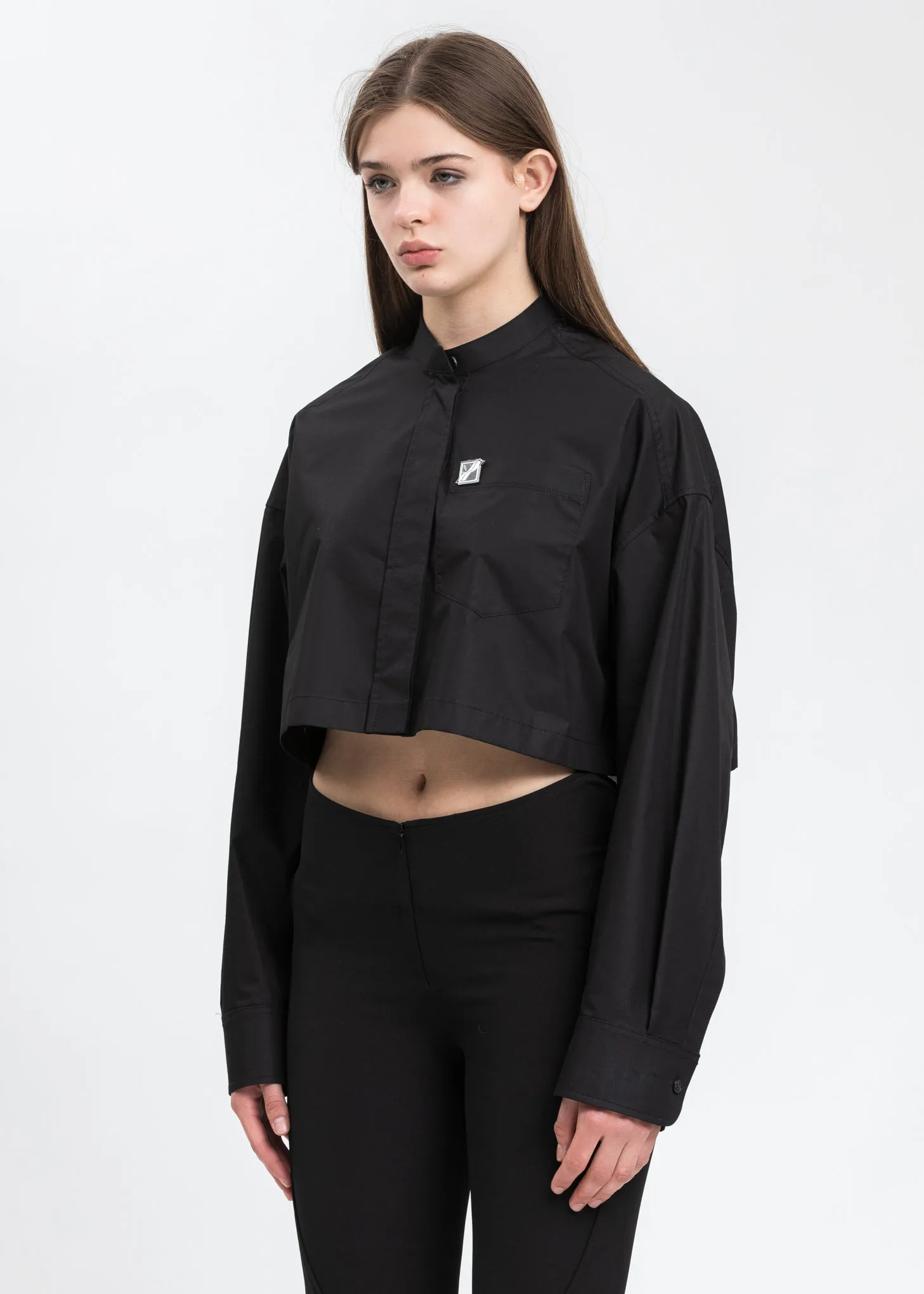 Black Band Collar Shirt