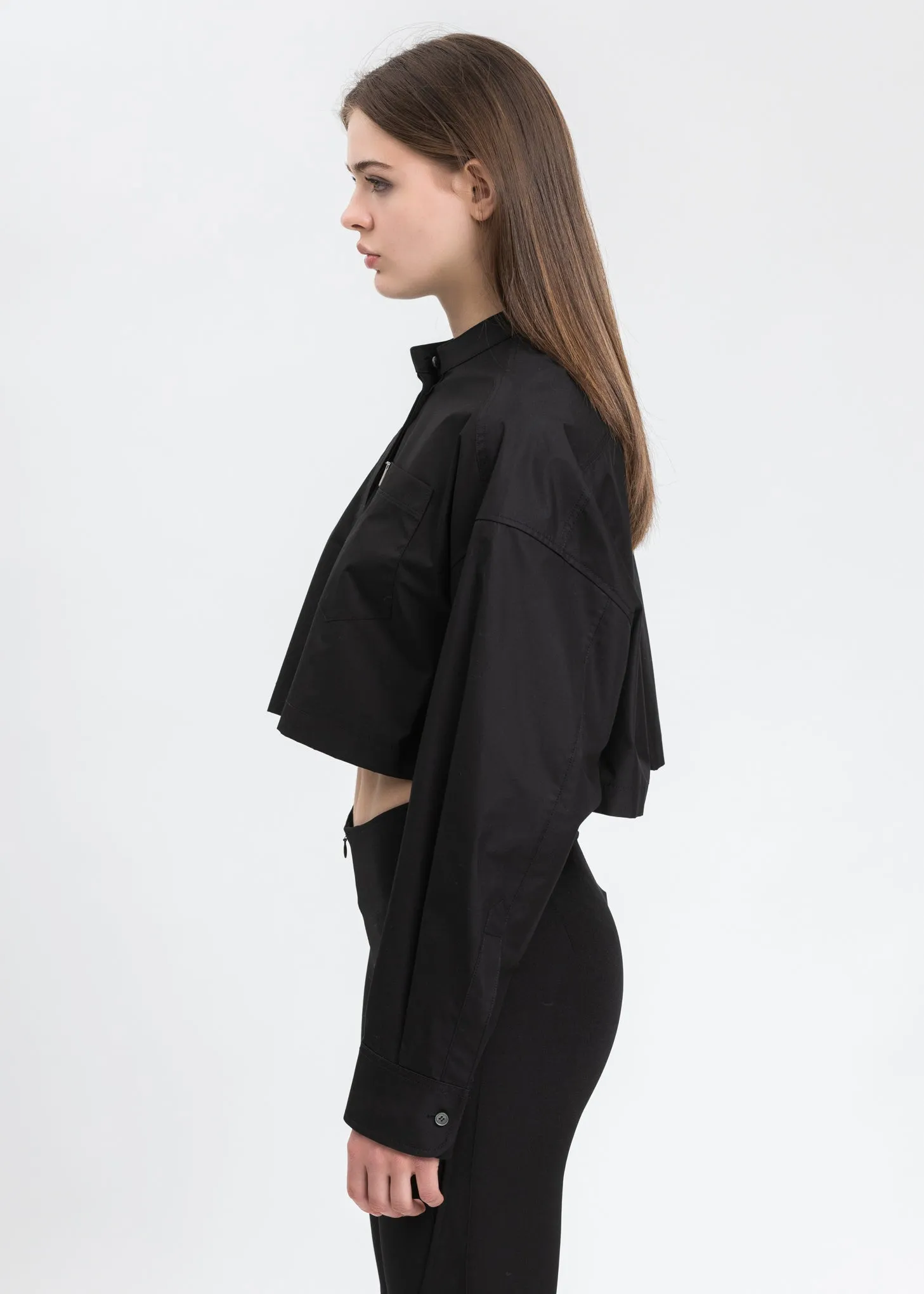 Black Band Collar Shirt