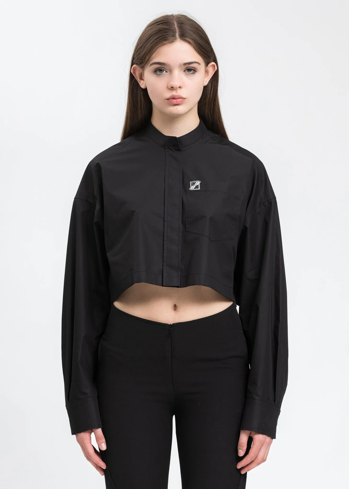Black Band Collar Shirt