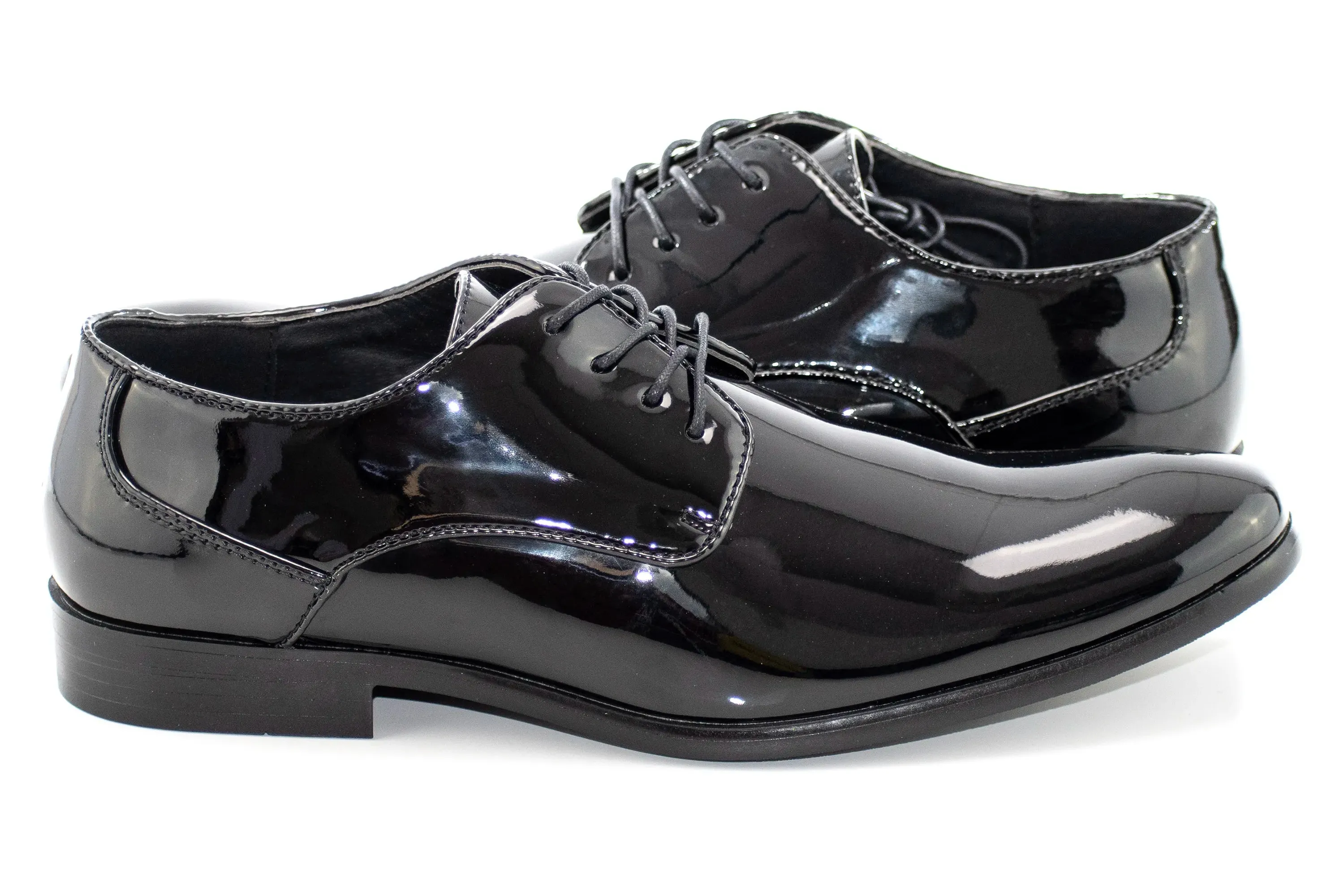 Black Modern Patent Leather Derby Shoe