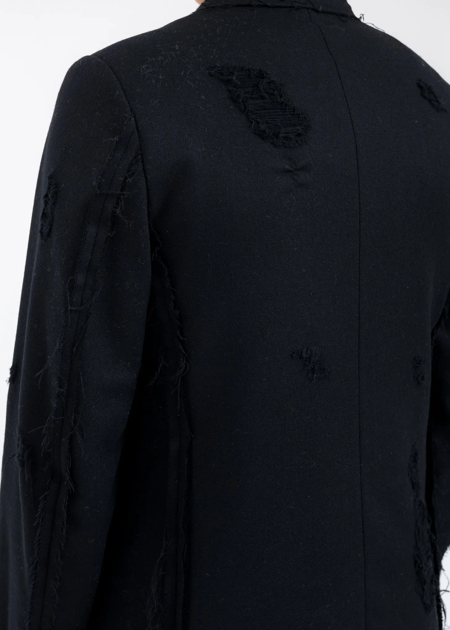 Black RECYCLE WOOL DAMAGED Jacket