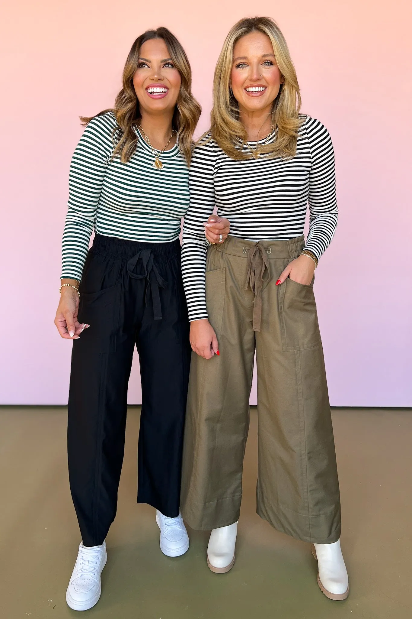 Black Wide Leg Drawstring Pants