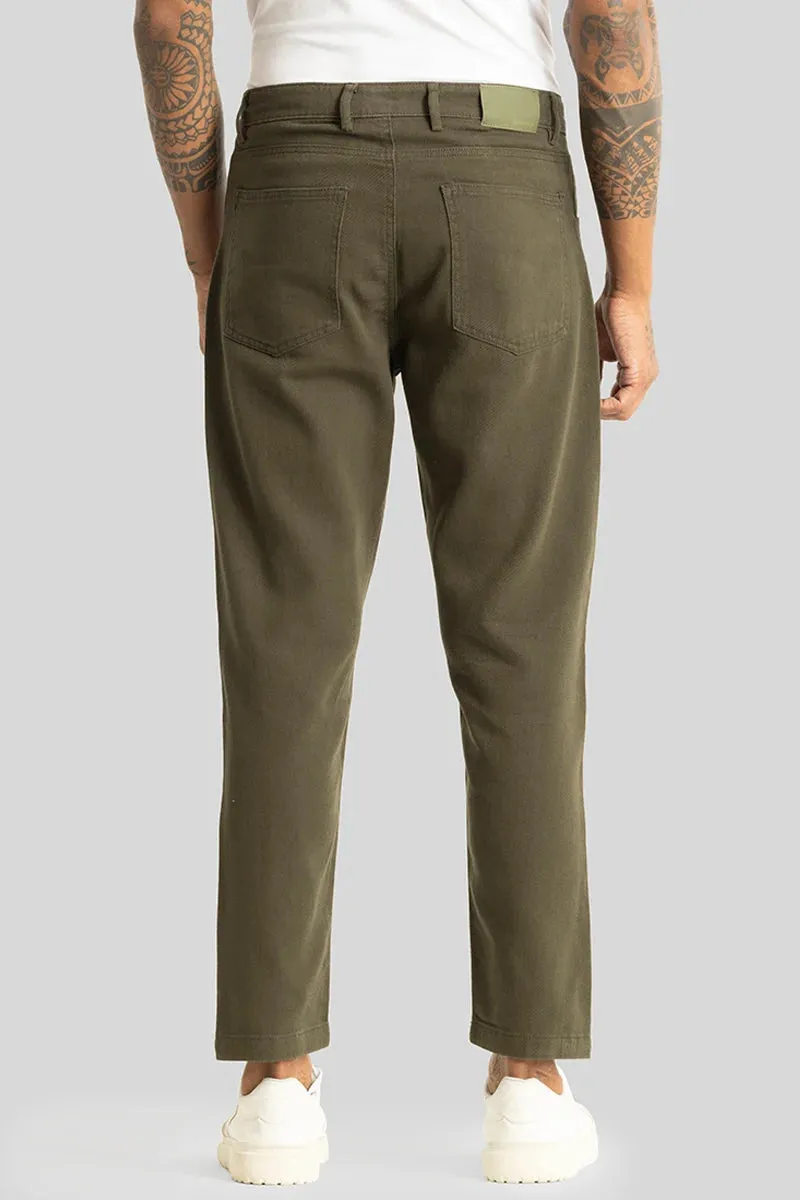 Camille Olive Plain Relaxed Fit Chinos