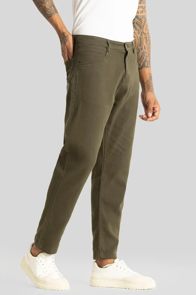 Camille Olive Plain Relaxed Fit Chinos