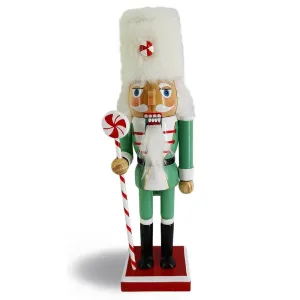 Candy Cane Green Peppermint Nutcracker White Fur Hat - 10in