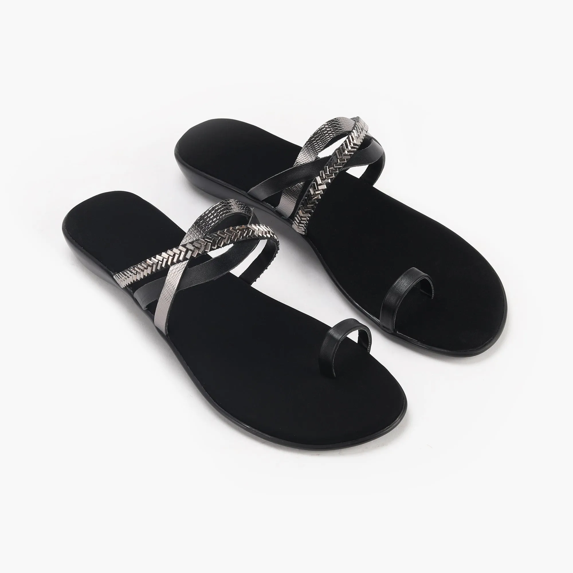 Criss Cross Open Toe Slides