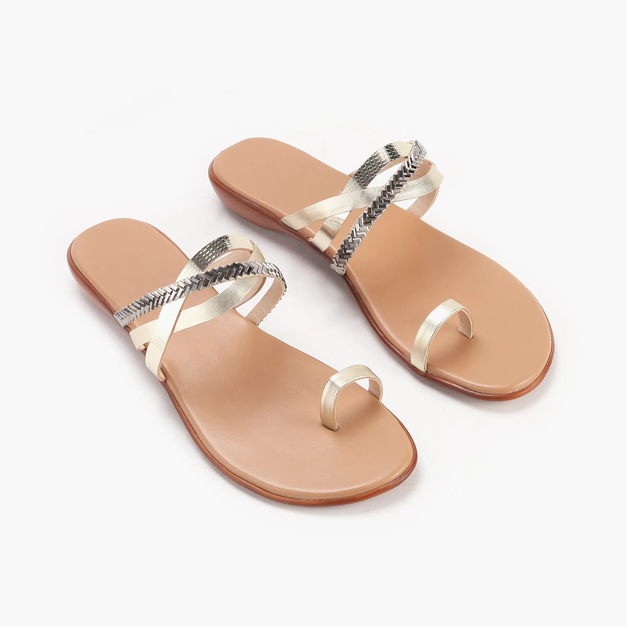 Criss Cross Open Toe Slides