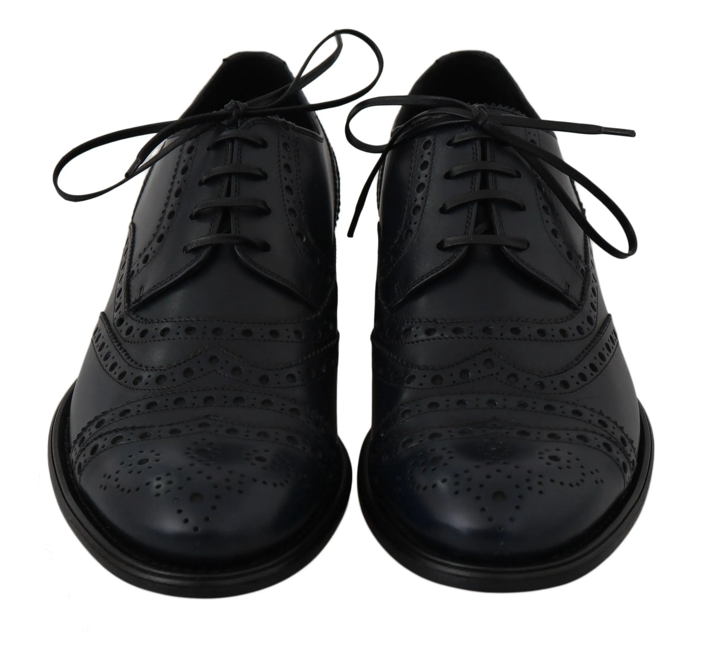 Dolce & Gabbana Blue Leather Wingtip Derby Formal Shoes