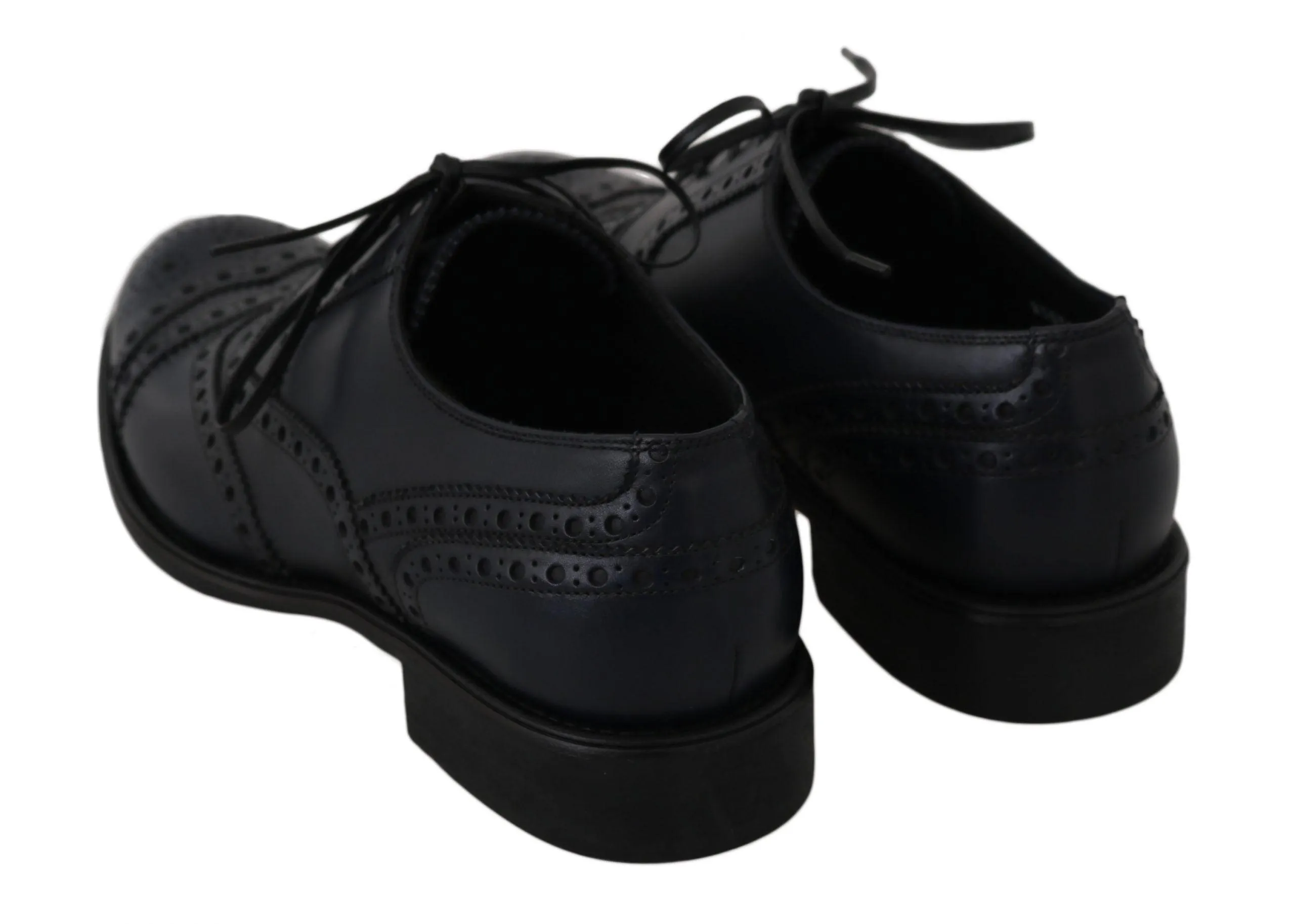 Dolce & Gabbana Blue Leather Wingtip Derby Formal Shoes