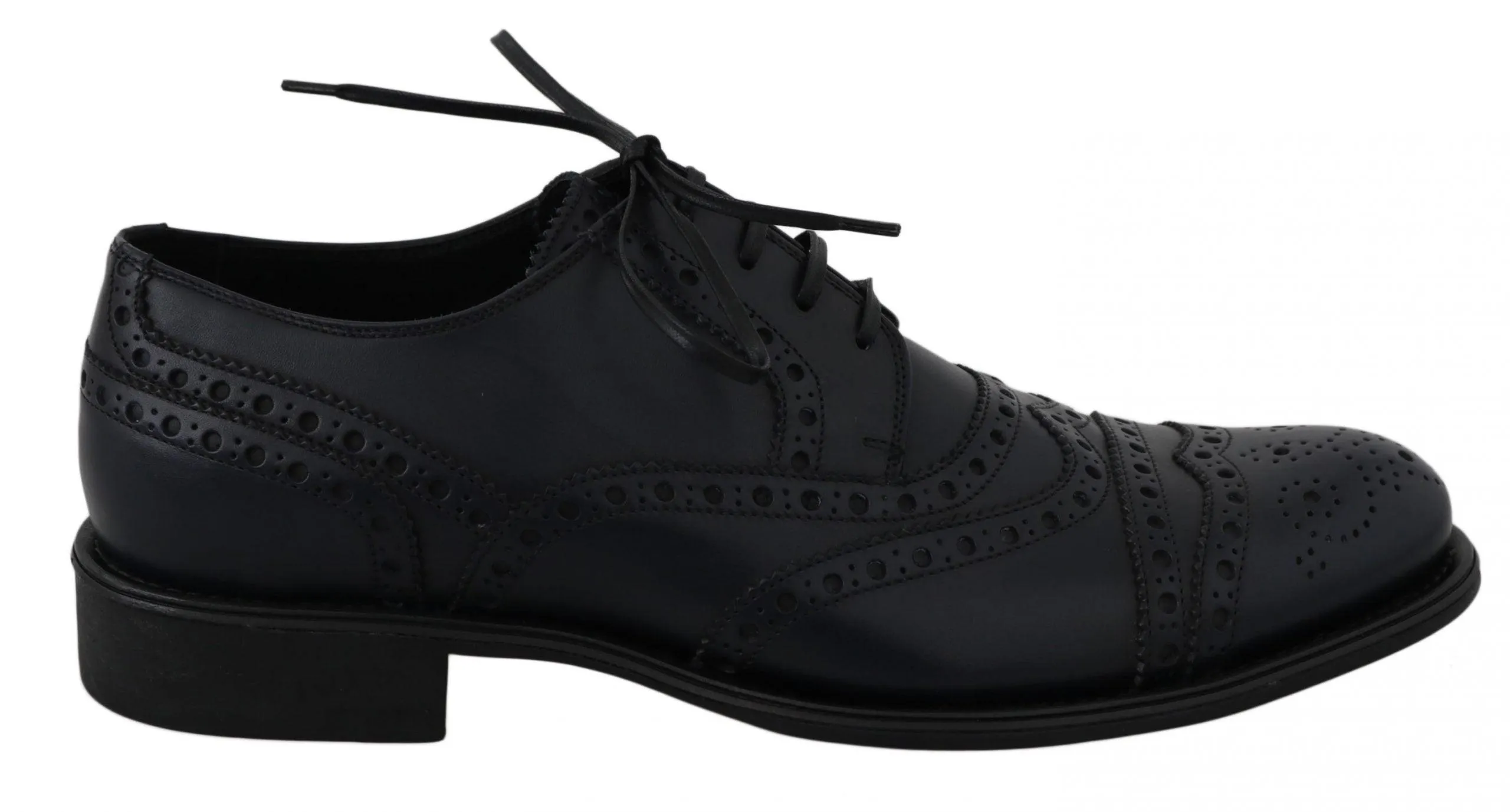 Dolce & Gabbana Blue Leather Wingtip Derby Formal Shoes