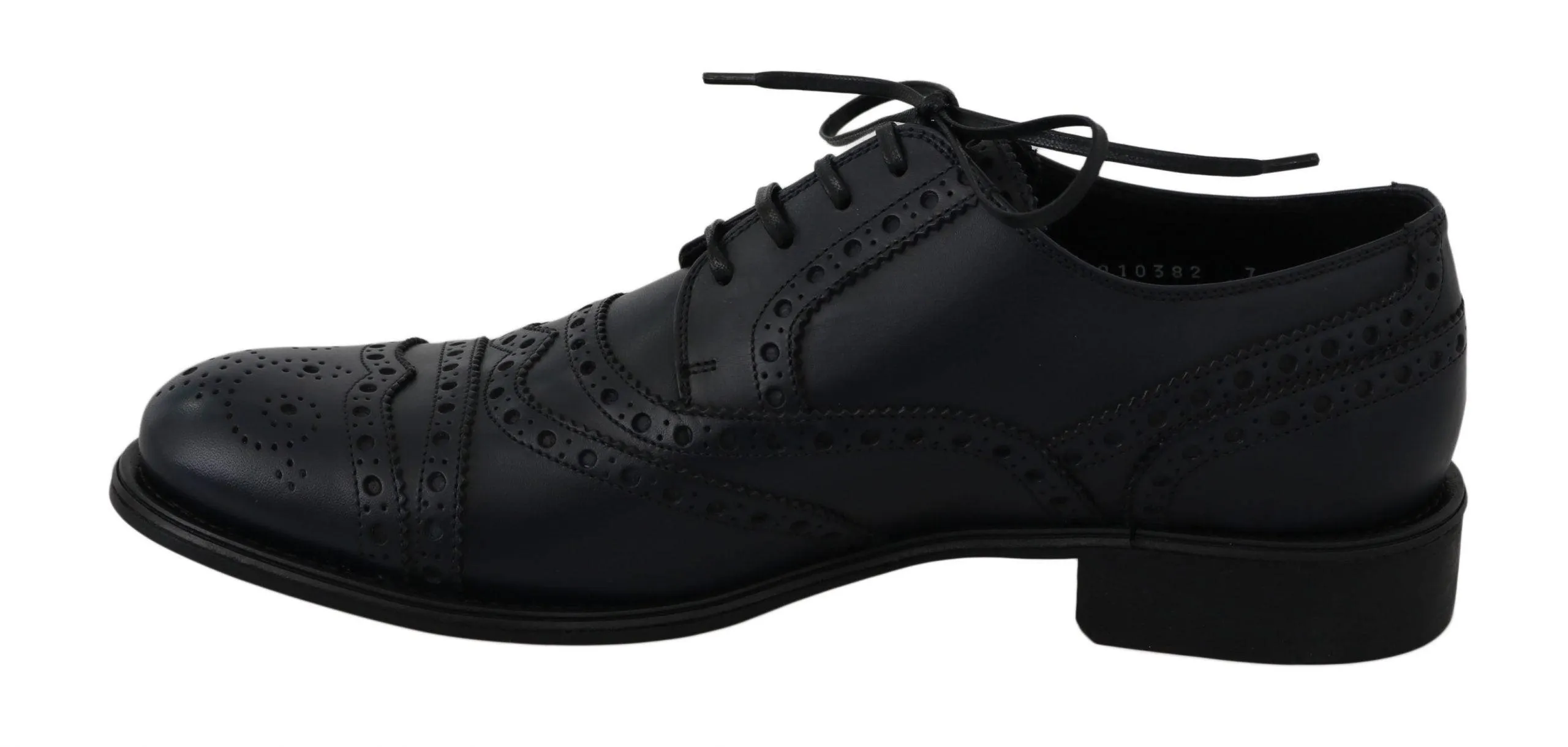 Dolce & Gabbana Blue Leather Wingtip Derby Formal Shoes