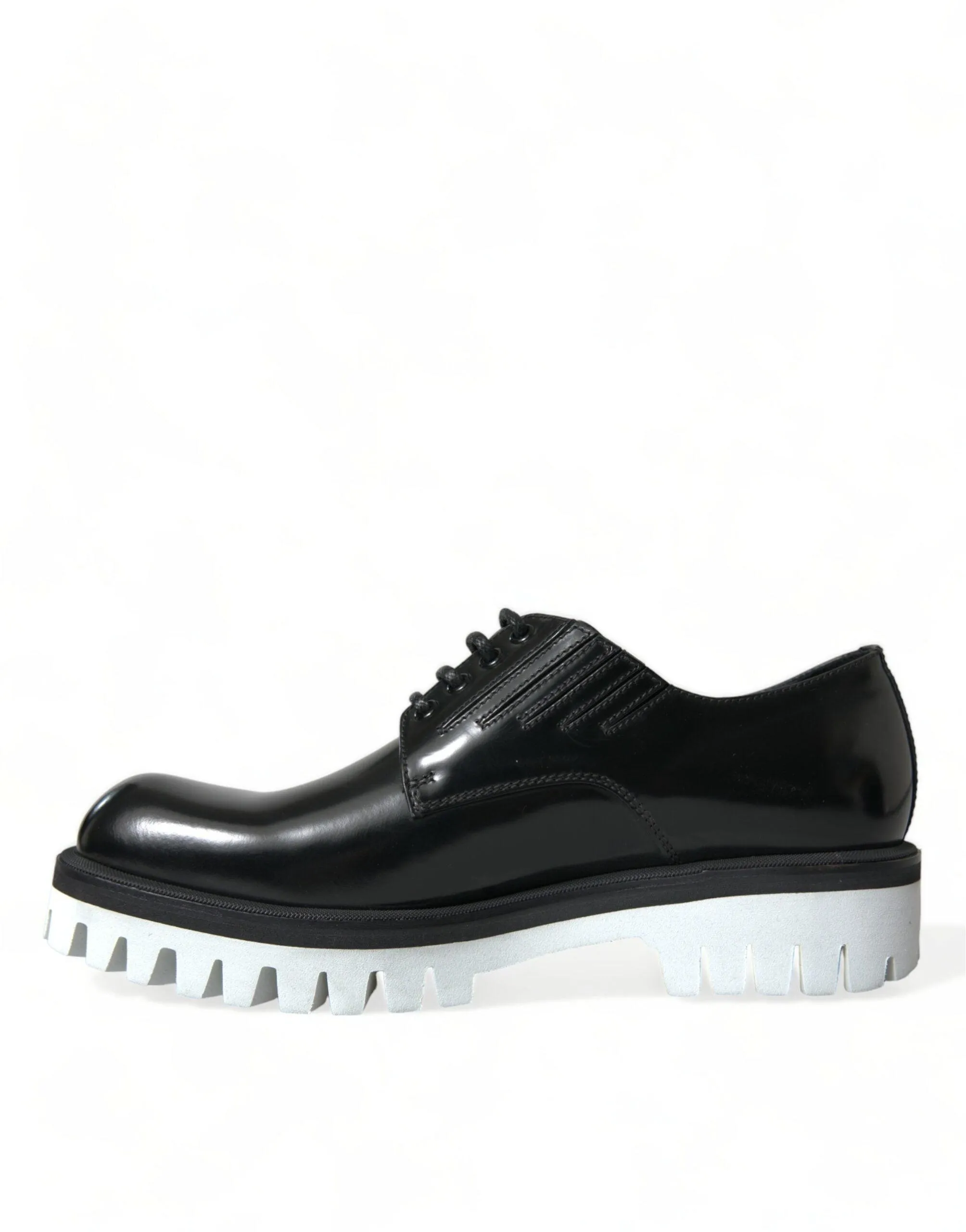 Dolce & Gabbana Sophisticated Black and White Leather Derby Sko