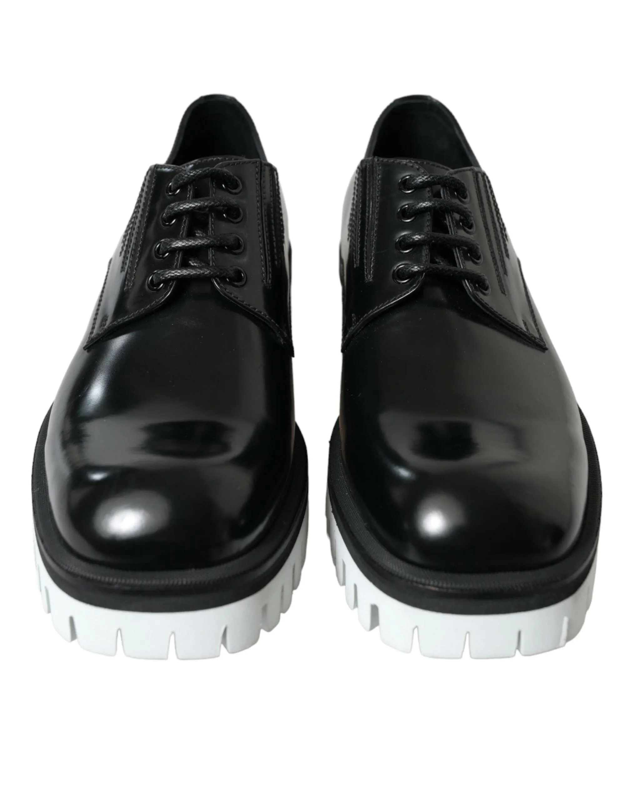 Dolce & Gabbana Sophisticated Black and White Leather Derby Sko