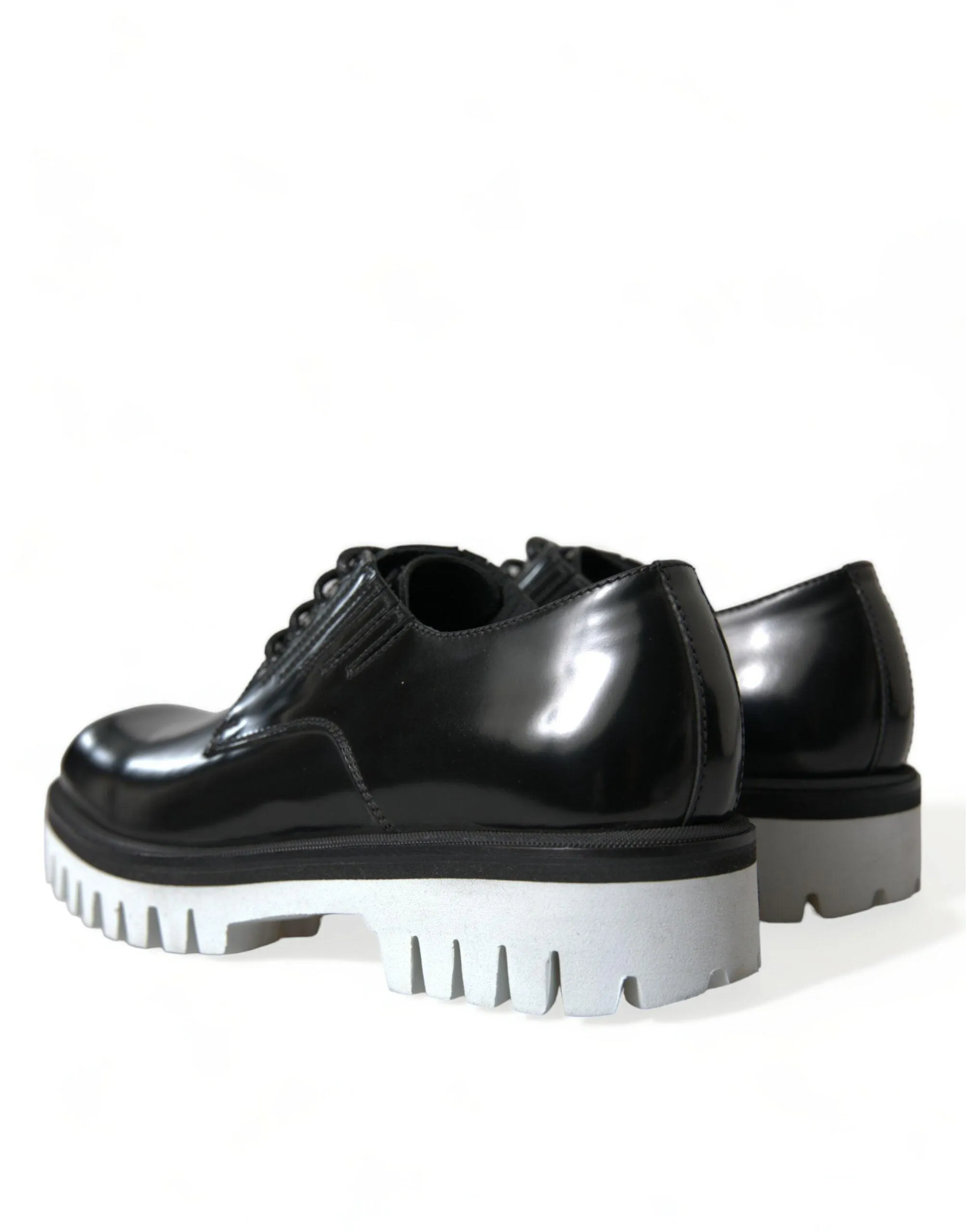 Dolce & Gabbana Sophisticated Black and White Leather Derby Sko
