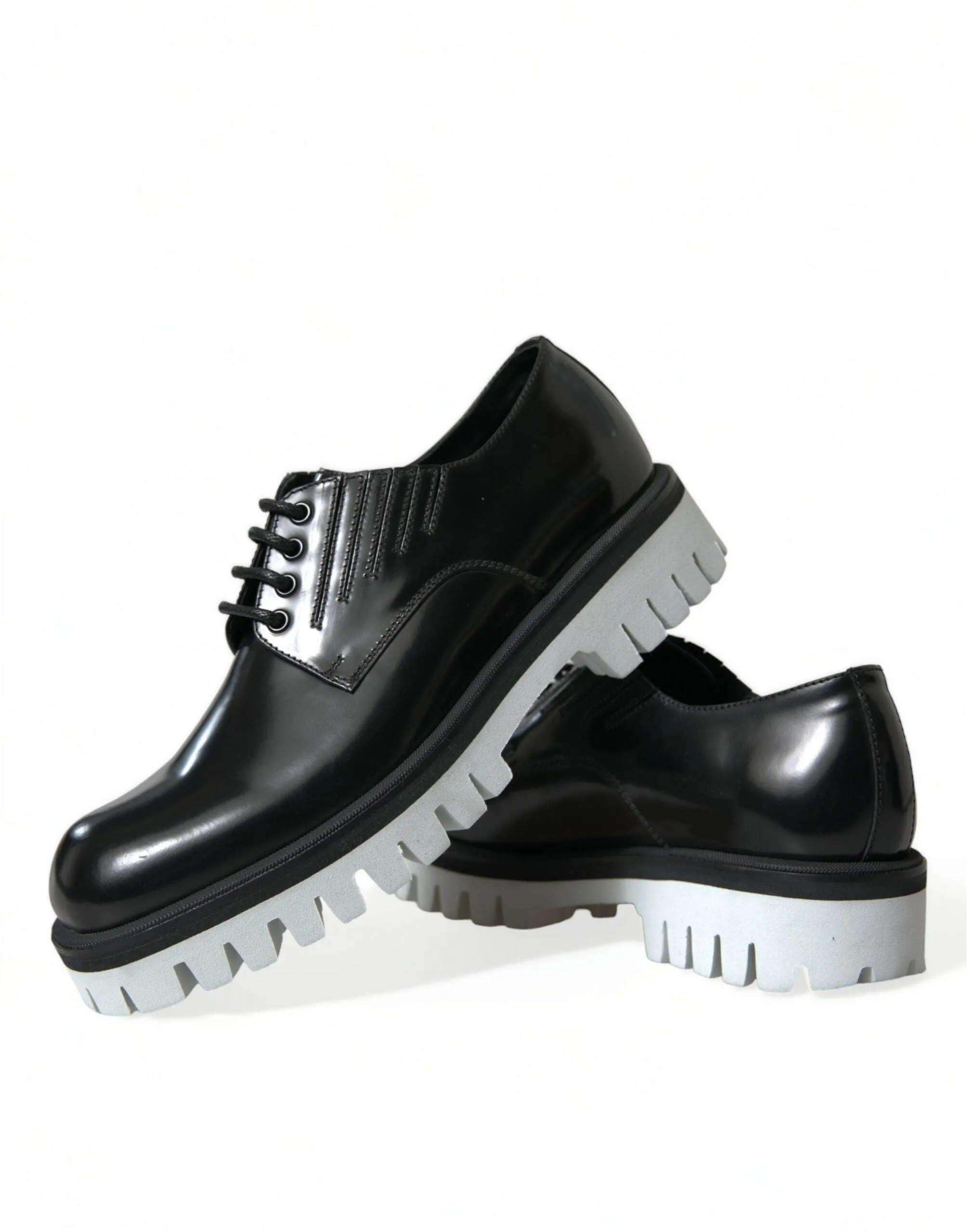 Dolce & Gabbana Sophisticated Black and White Leather Derby Sko