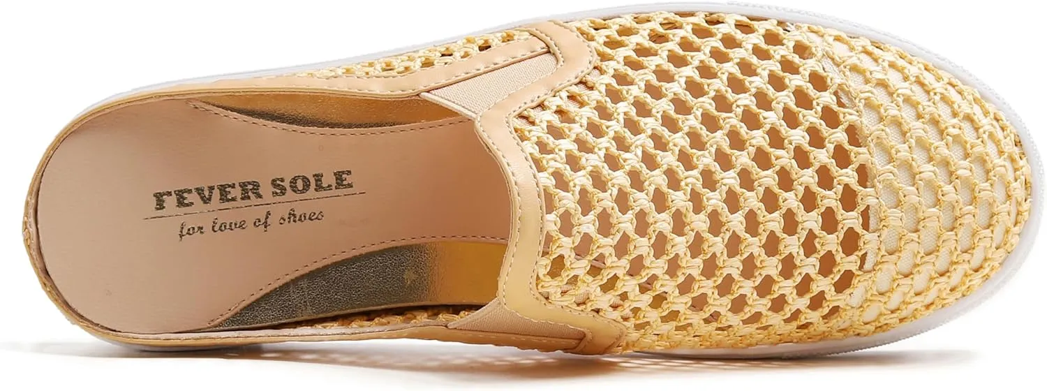 FEVERSOLE Women's Sport Mules Slip On Loafers Fashion Backless Sneakers