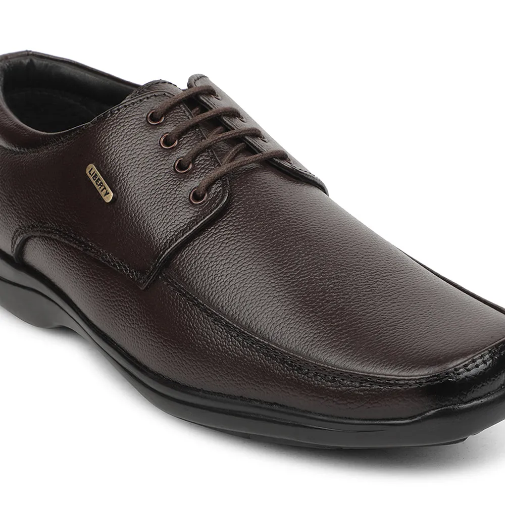 Fortune Brown Formal Lacing Derby Shoes For Men REL-1 By Liberty