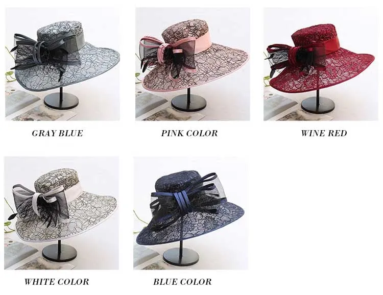 FS Daring Bow Embellished Wide Brim Hats (Multiple Colors)