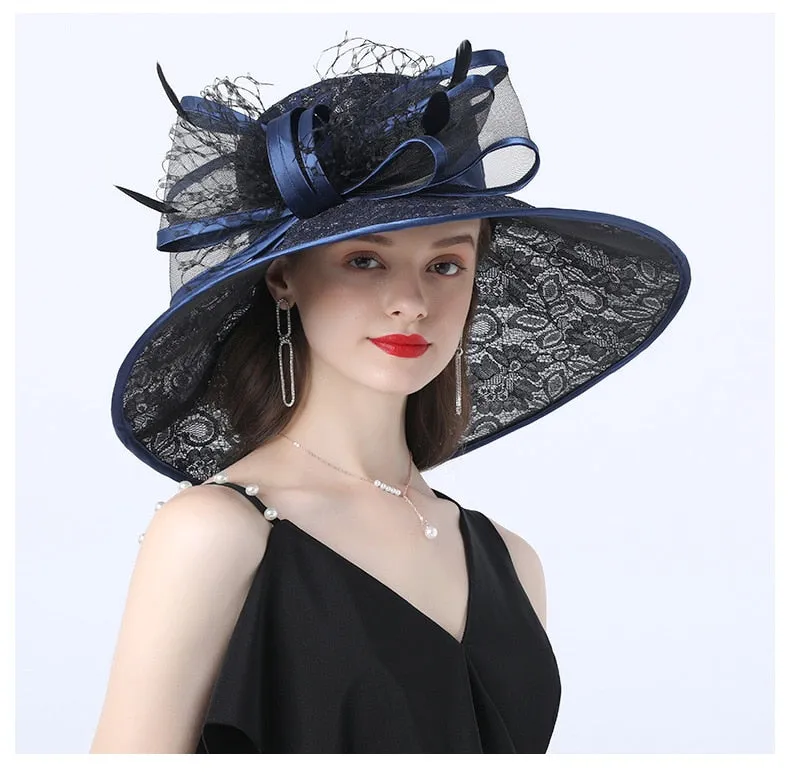 FS Daring Bow Embellished Wide Brim Hats (Multiple Colors)