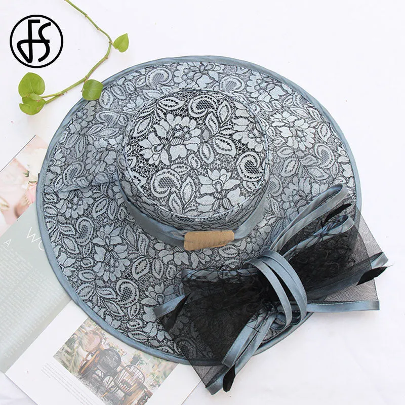 FS Daring Bow Embellished Wide Brim Hats (Multiple Colors)