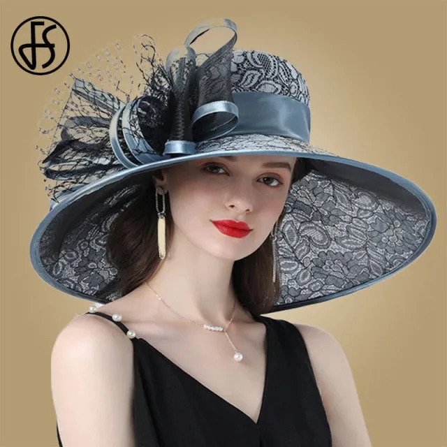 FS Daring Bow Embellished Wide Brim Hats (Multiple Colors)