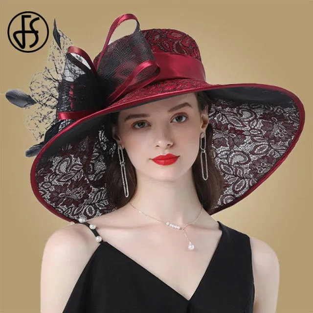 FS Daring Bow Embellished Wide Brim Hats (Multiple Colors)