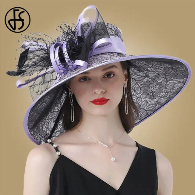 FS Daring Bow Embellished Wide Brim Hats (Multiple Colors)