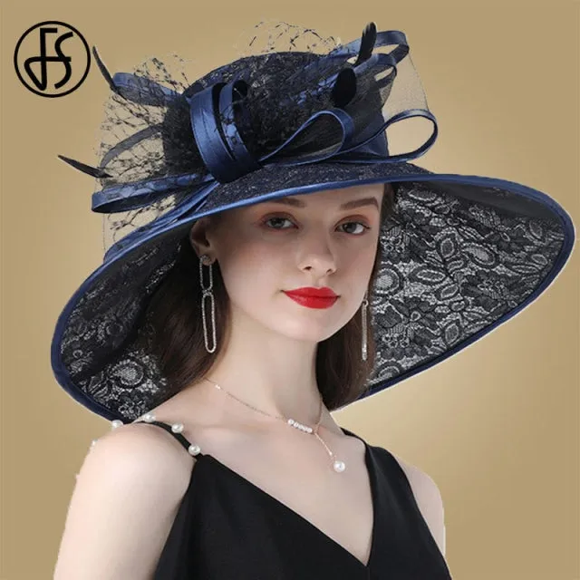 FS Daring Bow Embellished Wide Brim Hats (Multiple Colors)
