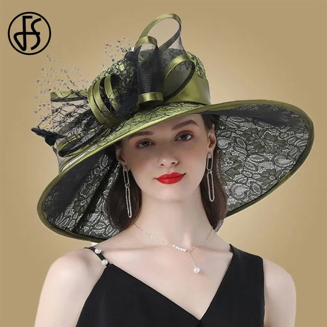 FS Daring Bow Embellished Wide Brim Hats (Multiple Colors)