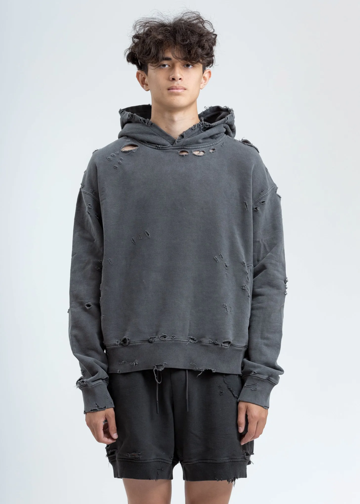 Grey Agitator Distressed Hoodie