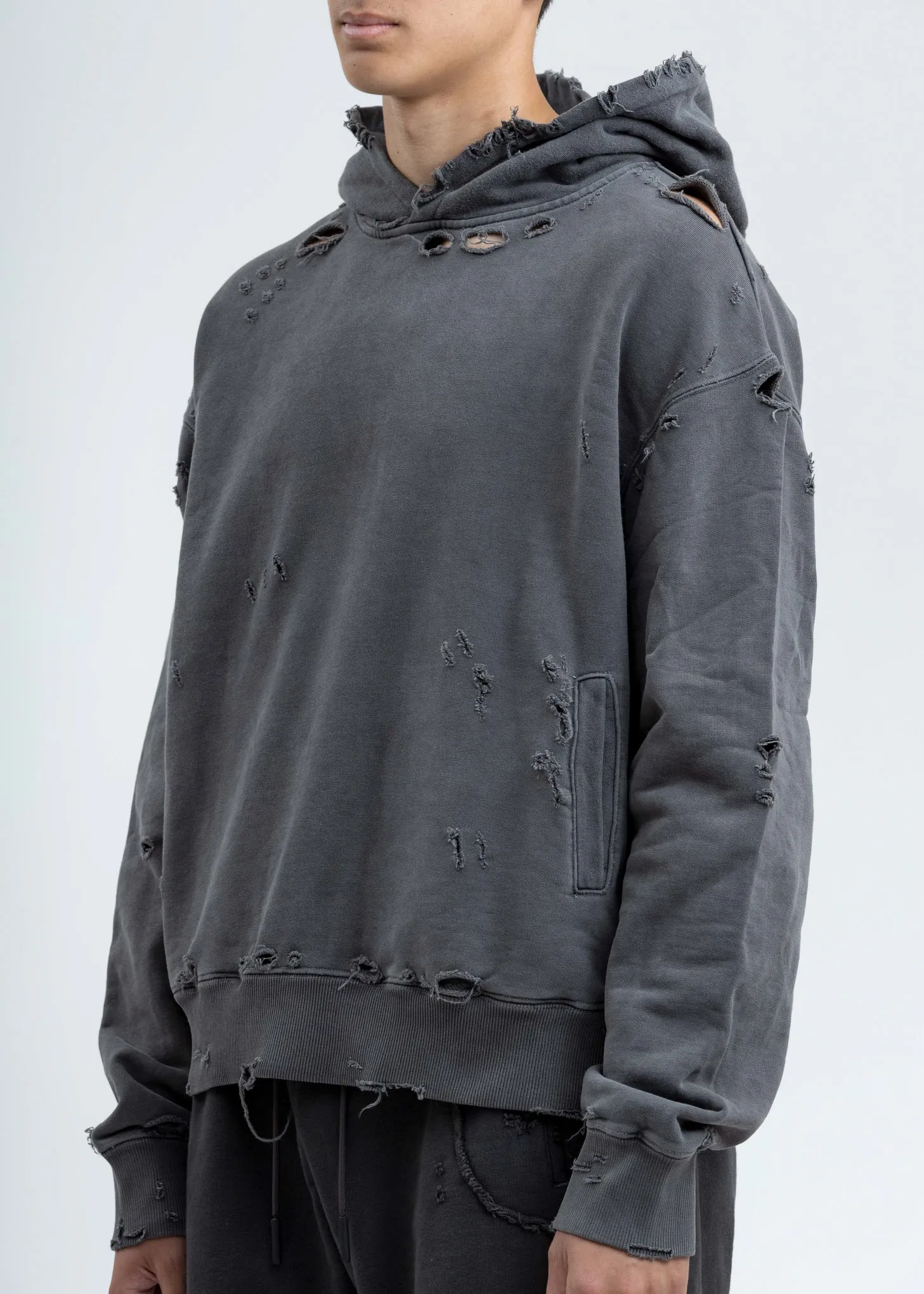Grey Agitator Distressed Hoodie