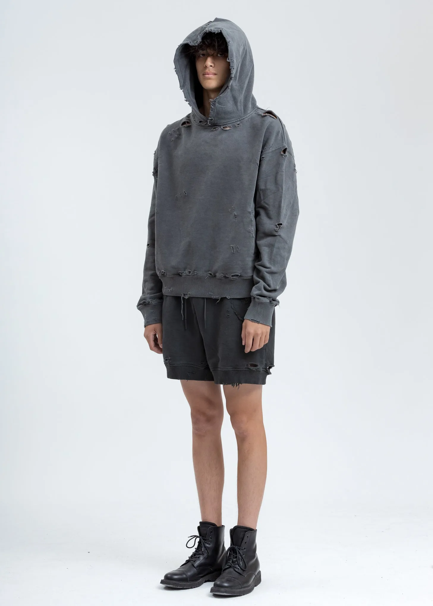 Grey Agitator Distressed Hoodie