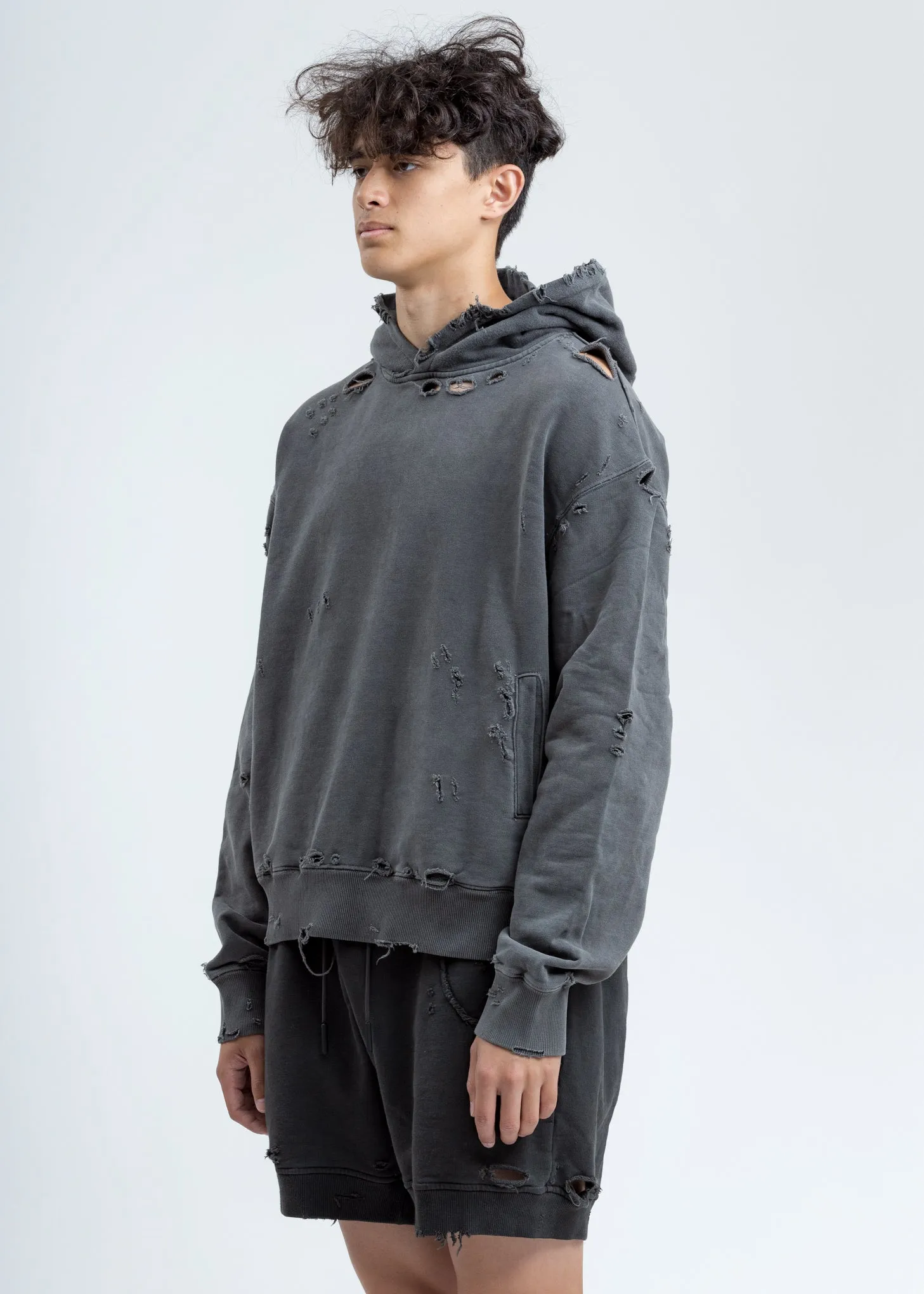 Grey Agitator Distressed Hoodie