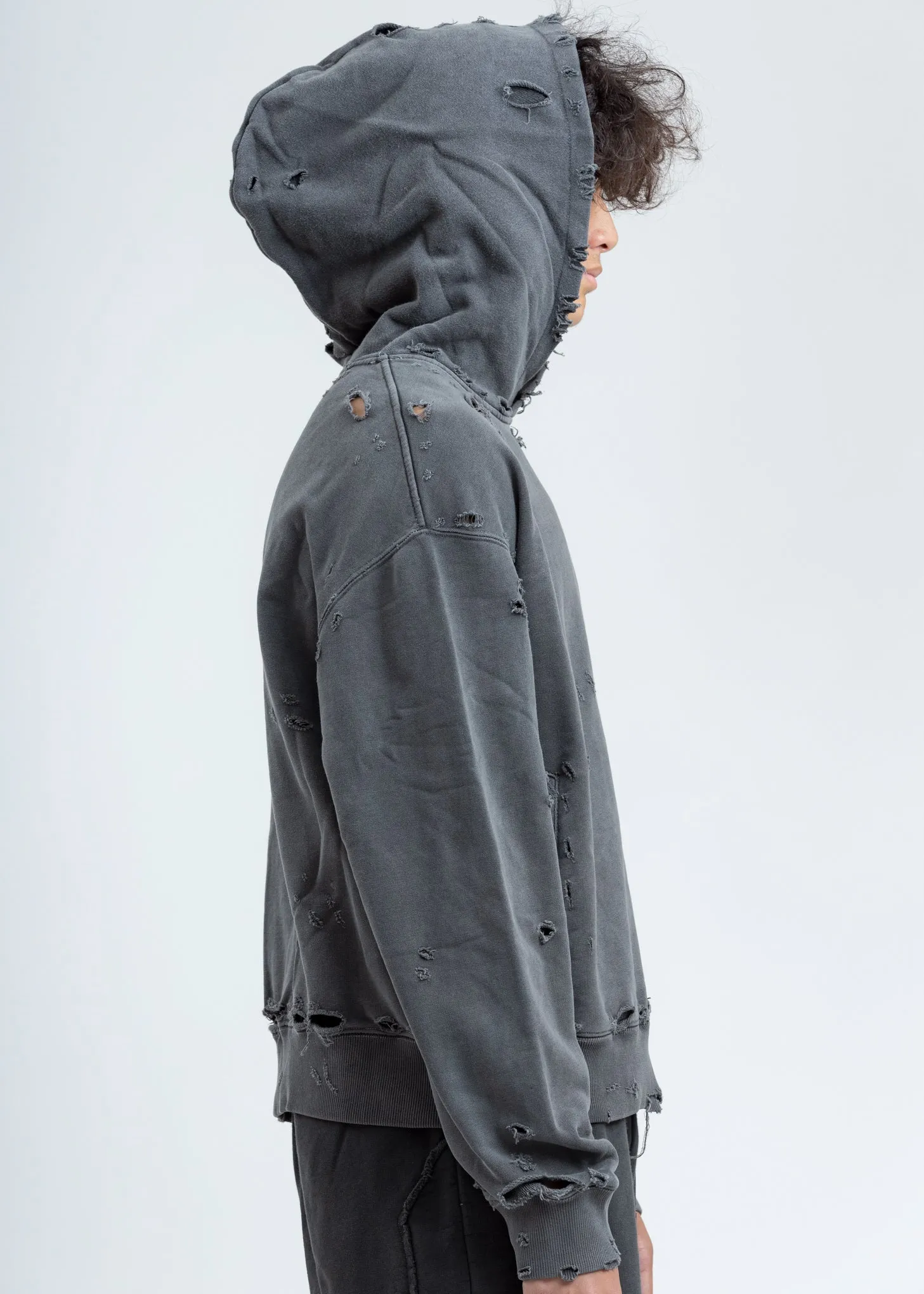 Grey Agitator Distressed Hoodie