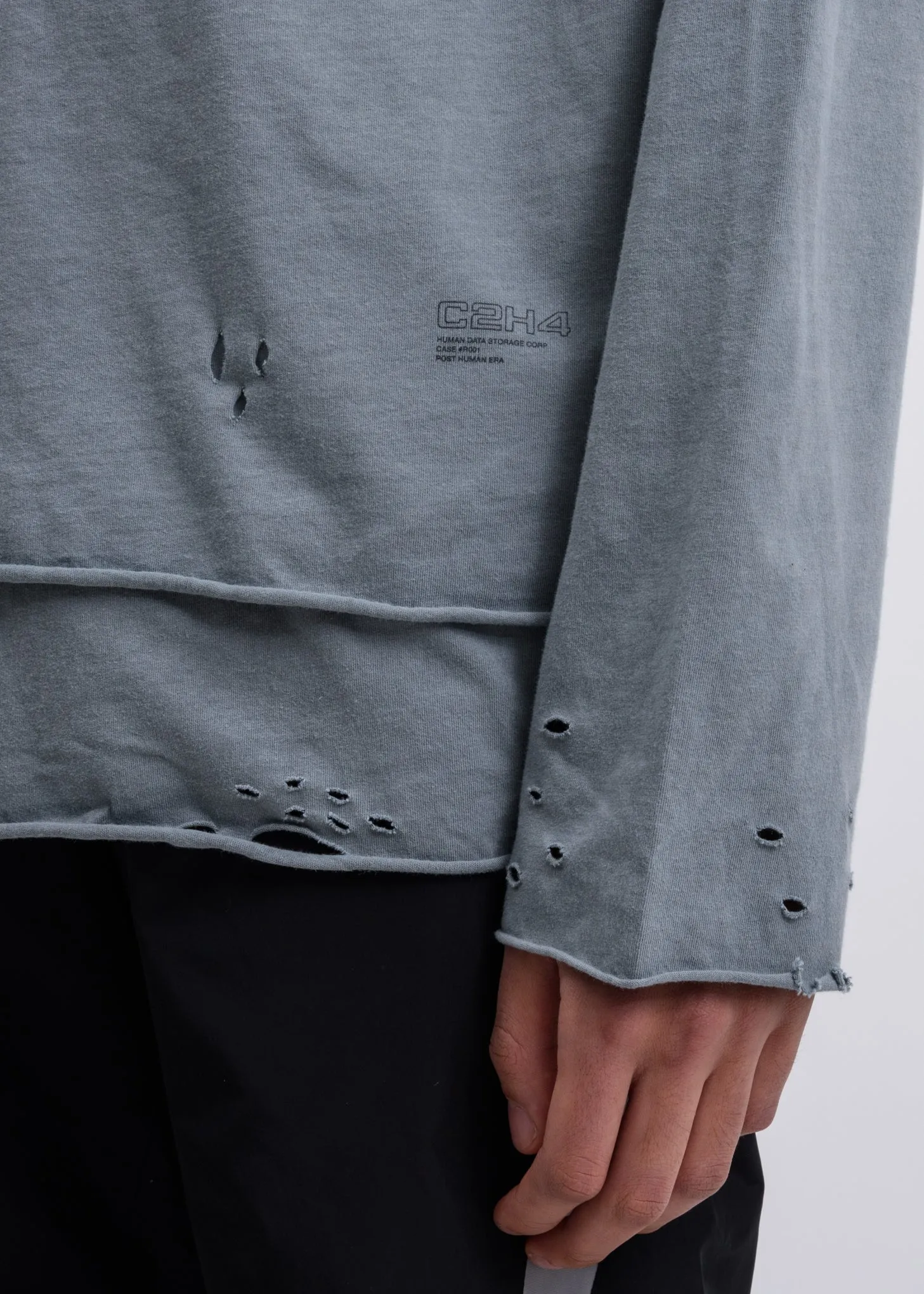 Grey Distressed Double Layer Long Sleeves