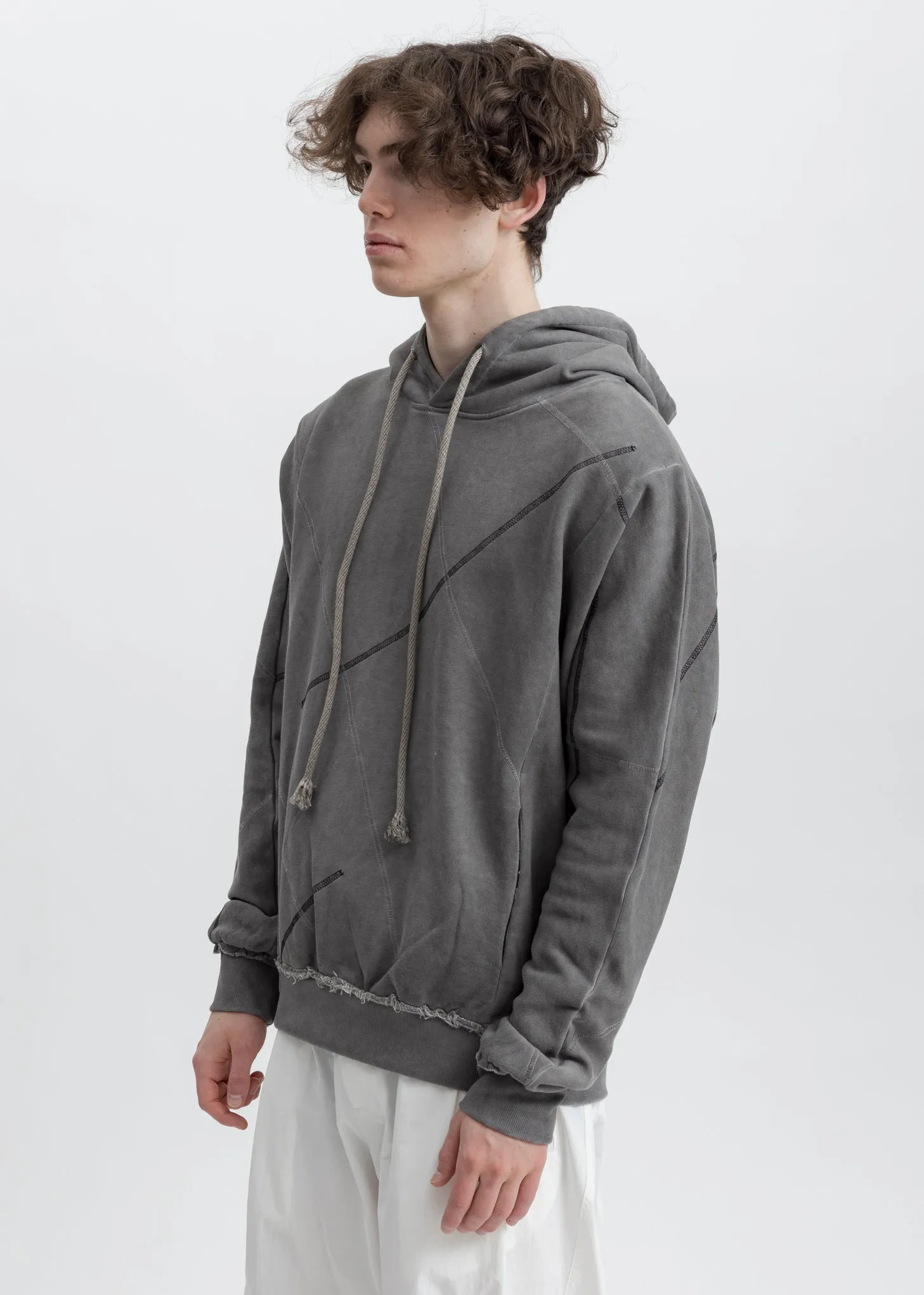 Grey Dyed Stitch Detail Hoodie