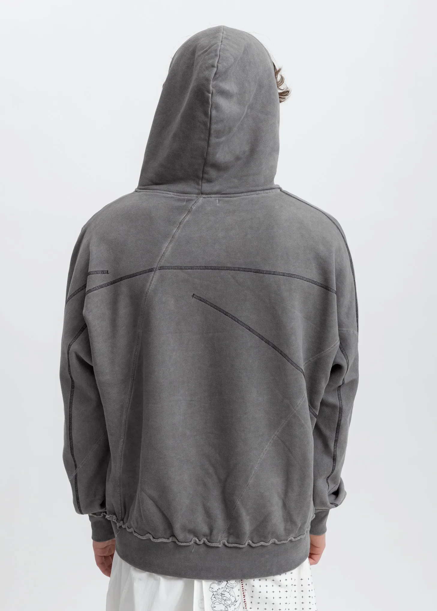 Grey Dyed Stitch Detail Hoodie