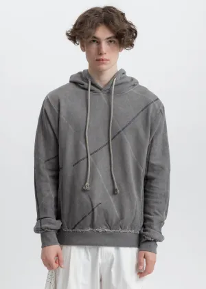 Grey Dyed Stitch Detail Hoodie