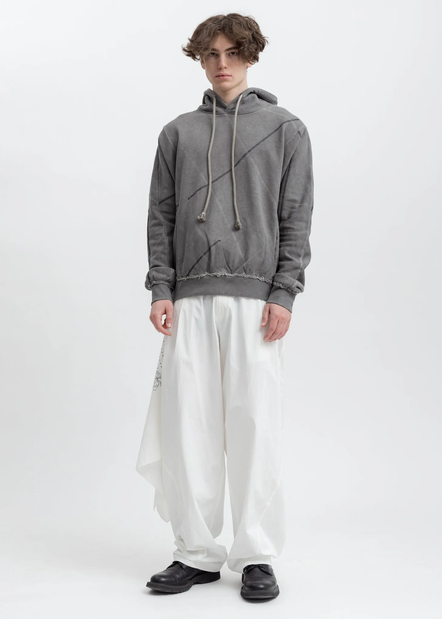 Grey Dyed Stitch Detail Hoodie
