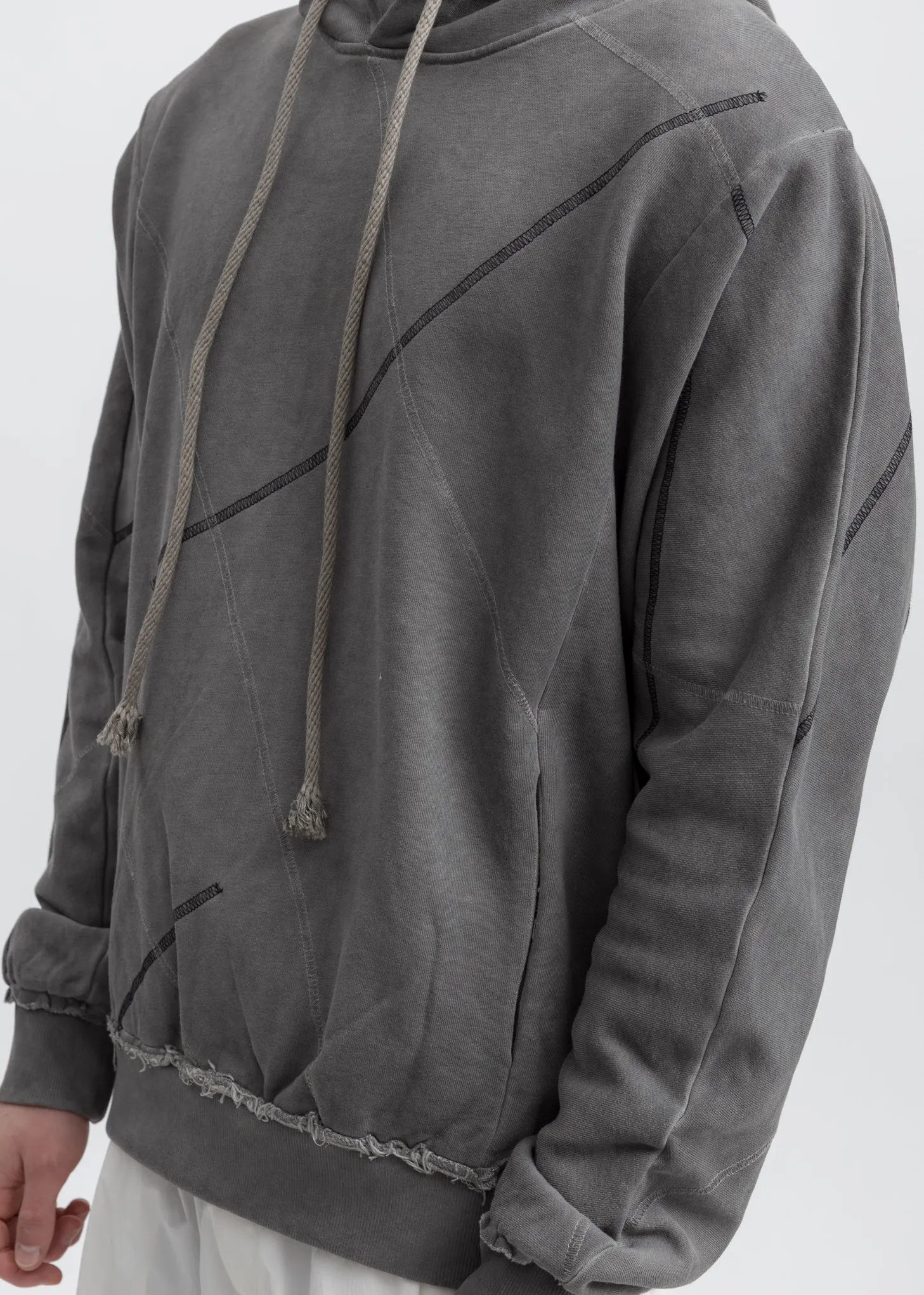 Grey Dyed Stitch Detail Hoodie